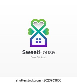 Sweet house with fresh gradient logo