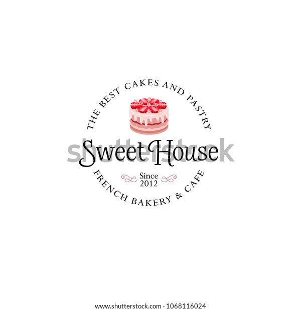 Sweet House Logo Cakes Emblem Bakery Stock Vector Royalty Free