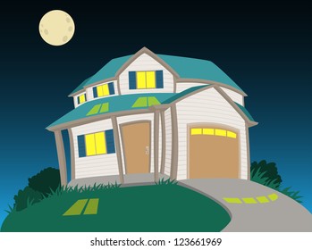 Sweet house in night