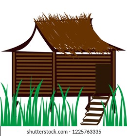 sweet hut in the village vector