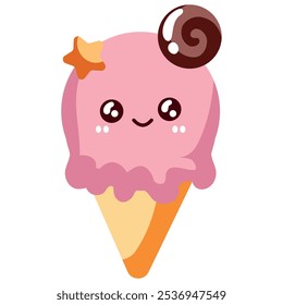 sweet ice cream candy kawaii isolated