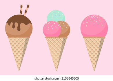 Helado dulce. Vector de helado de colección. Divertido conjunto de helados vectoriales. Ilustración del vector