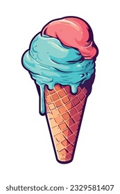 Sweet ice cream cone icon design isolated