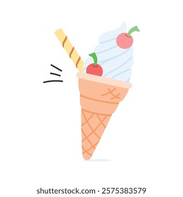 A sweet ice cream cone, perfect for dessert, summer, or snack