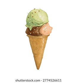 A sweet ice cream cone with scoops