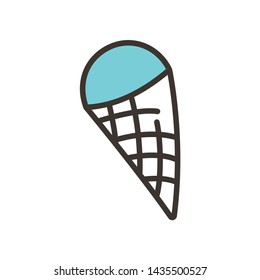 Sweet ice cream. 
Ice cream cone. Vector doodle style icon. Stickers for school, backpacks, notebooks, fabrics. Vector illustration in linear flat style. International womens day graphic in vector.