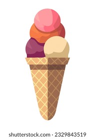 Sweet ice cream cone white background icon isolated
