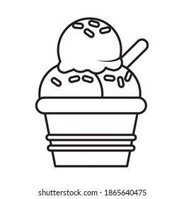süße Eisbecher-Symbol auf weißem Hintergrund, Linienstil, Vektorgrafik