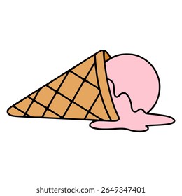 süßes Eis fällt auf dem Boden flache Farbe Vektorgrafik Template Design
