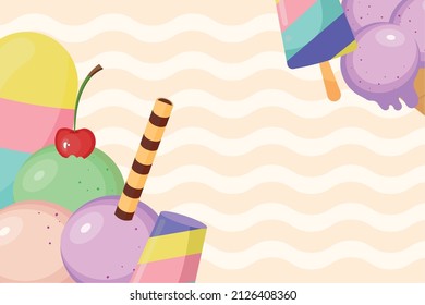 sweet ice cream fruit and stick
