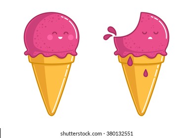 Sweet ice cream funny and sad
