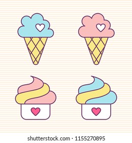 Sweet ice cream icon for cafe