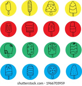 Sweet ice cream, icon illustration, vector on white background