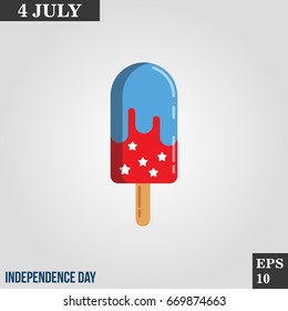 Sweet ice cream icon in trendy flat style isolated on grey background. Usa independence day symbol for your design, logo, UI. Vector illustration, EPS10.
