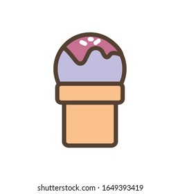 Sweet ice cream line and fill style icon design, dessert food delicious sugar snack and tasty theme Vector illustration