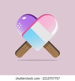Sweet ice cream logo with heart shape. Suitable for ice cream shop, cafeteria, ice cream retailer, dairy foods industry.