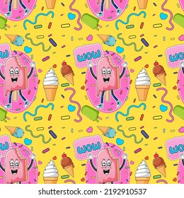 Sweet ice cream seamless pattern illustration