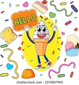 Sweet ice cream seamless pattern illustration