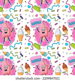 Dibujo de patrón transparente de helado dulce