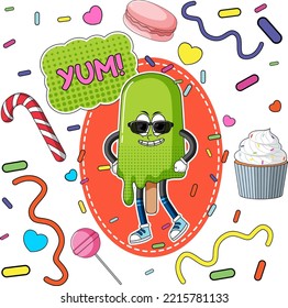 Sweet ice cream seamless pattern illustration
