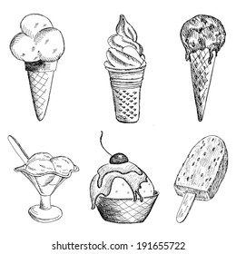 Sweet Ice Cream Set Vector Sketches Stock Vector (Royalty Free ...