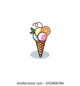 Sweet ice cream in the style of flat.