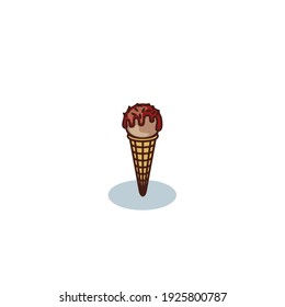 Sweet ice cream in the style of flat.