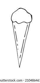 Sweet ice cream. Summer treat. Outline sketch. Hand drawing isolated on white background. Vector.