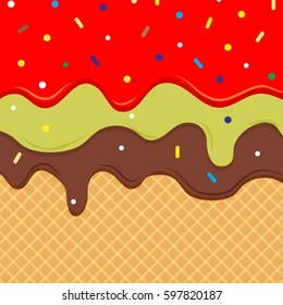 Sweet ice cream texture background pattern wallpaper. vector image