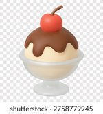 Sweet Ice Cream and Treats Vector Icon Set | 3D icon set | a cherry sundaee