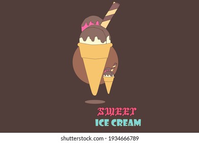 Tipografía de helado dulce vectorial camiseta