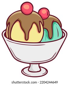 Ilustración de diseño de vectores de helado dulce