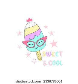 Sweet ice cream vector t shirt print design.