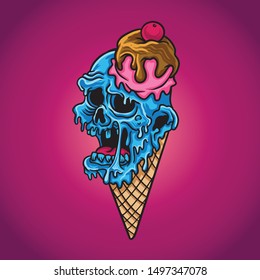 Sweet Ice Cream Zombie Vector