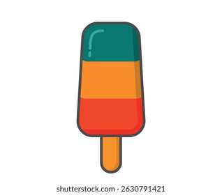 Sweet ice lolly. Ice cream, cold fruity dessert and summer food. Isolated vector image