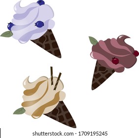 sweet ice-cream with candies and 
 berries 