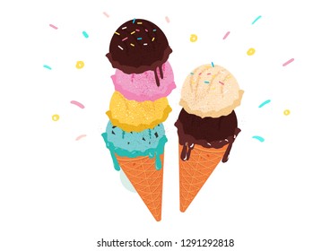 sweet ice-cream flavors illustration vector