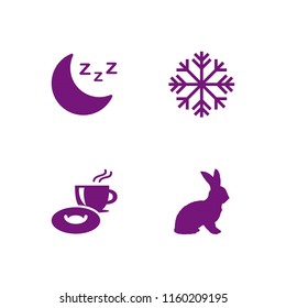sweet icon. 4 sweet set with sleep, breakfast, frozen and rabbit vector icons for web and mobile app