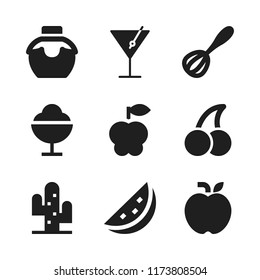 sweet icon. 9 sweet vector icons set. ice cream, honey and watermelon icons for web and design about sweet theme