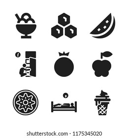 sweet icon. 9 sweet vector icons set. pomegranate, ice cream and kiwi icons for web and design about sweet theme