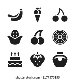 sweet icon. 9 sweet vector icons set. ice cream, birthday cake and banana icons for web and design about sweet theme