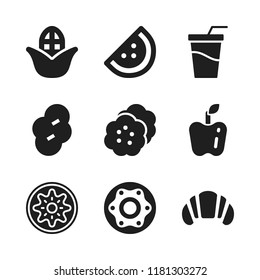 sweet icon. 9 sweet vector icons set. apple, donut and croissant icons for web and design about sweet theme