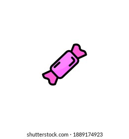 Sweet icon. Bakery icon. Simple, outline, black, flat, color.