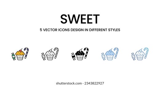 Diseño de iconos dulces en estilo Cinco con Stroke editable. Línea, Sólido, Línea plana, Color de tono Duo y Línea de degradado de color. Adecuado para diseño de páginas Web, aplicaciones móviles, UI, UX y GUI.