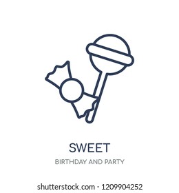 Sweet icon. Sweet linear symbol design from Birthday and Party collection. Simple outline element vector illustration on white background.