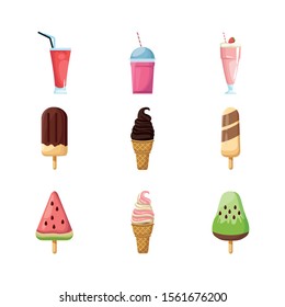 Sweet icon set design, dessert food delicious sugar snack and tasty theme Vector illustration