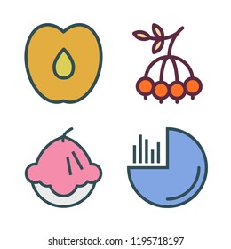 sweet icon set. vector set about muffin, pie chart, berry and peach icons set.