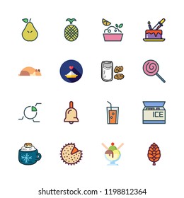 sweet icon set. vector set about cone, cake, porridge and hamster icons set.