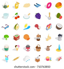 Sweet icons set. Isometric style of 36 sweet vector icons for web isolated on white background