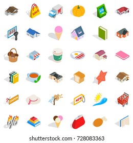 Sweet icons set. Isometric style of 36 sweet vector icons for web isolated on white background